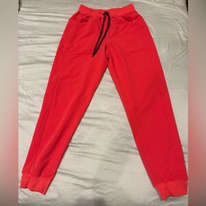 Women’s Jaanuu Bright Coral Red Jogger Scrub pants with Drawstring Small